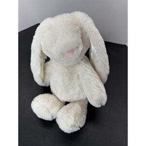 Spark Create Soft Bunny Rabbit White Plush Satin Ears Rattle 16” Stuffed Animal